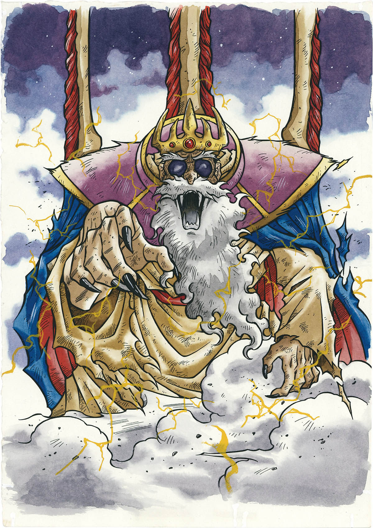 4062] 古澤純也 直筆カラー イラスト(主線コピー)「ドラゴンズヘヴン」