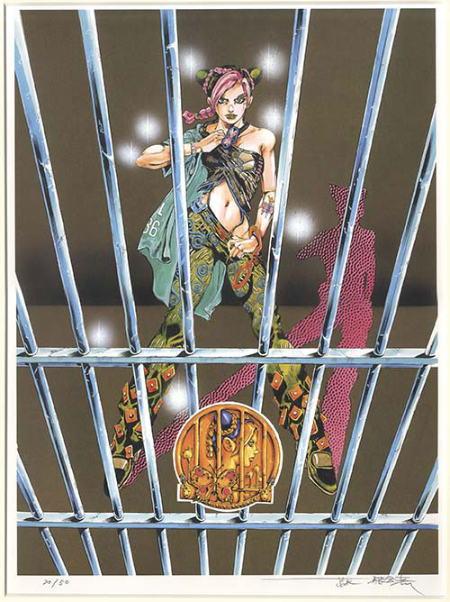 荒木飛呂彦直筆サイン入りカラー複製イラスト「ジョジョの奇妙な冒険」徐倫