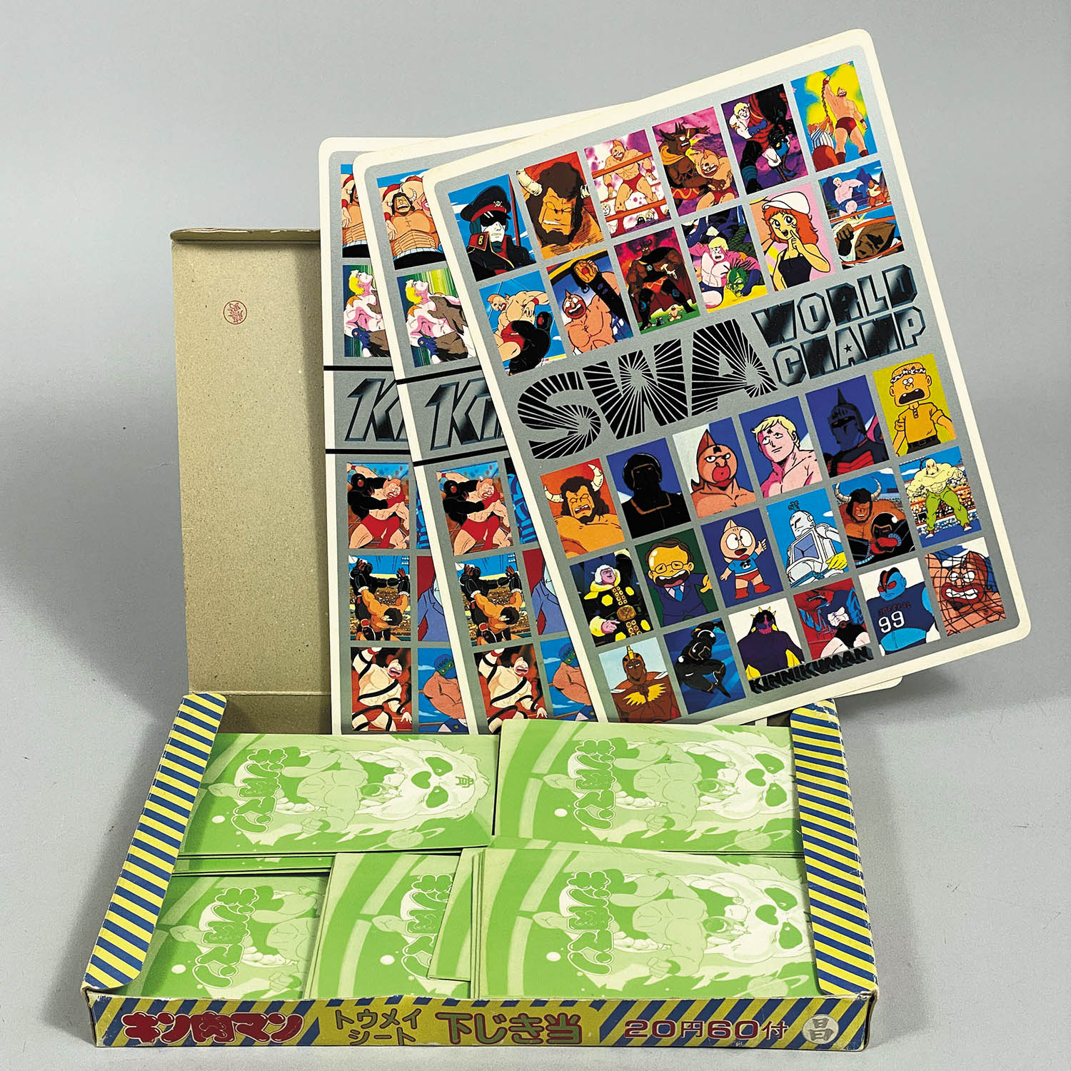 2511] キン肉マン 下敷き トウメイシート下じき当 20円60付 箱一式