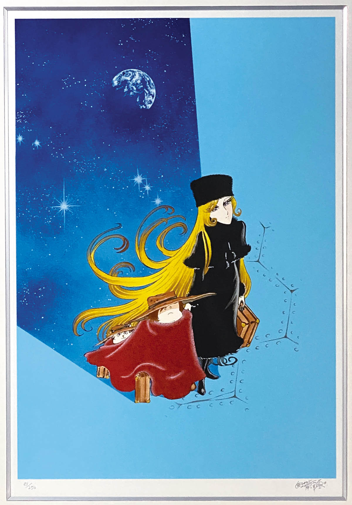 松本零士1000年女王「伝説の環」シルクスクリーン直筆サイン版画 銀河