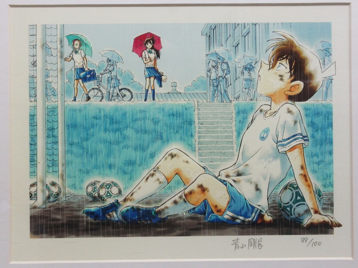 青山剛昌 直筆サイン入りカラー複製イラスト 名探偵コナン 青山剛昌