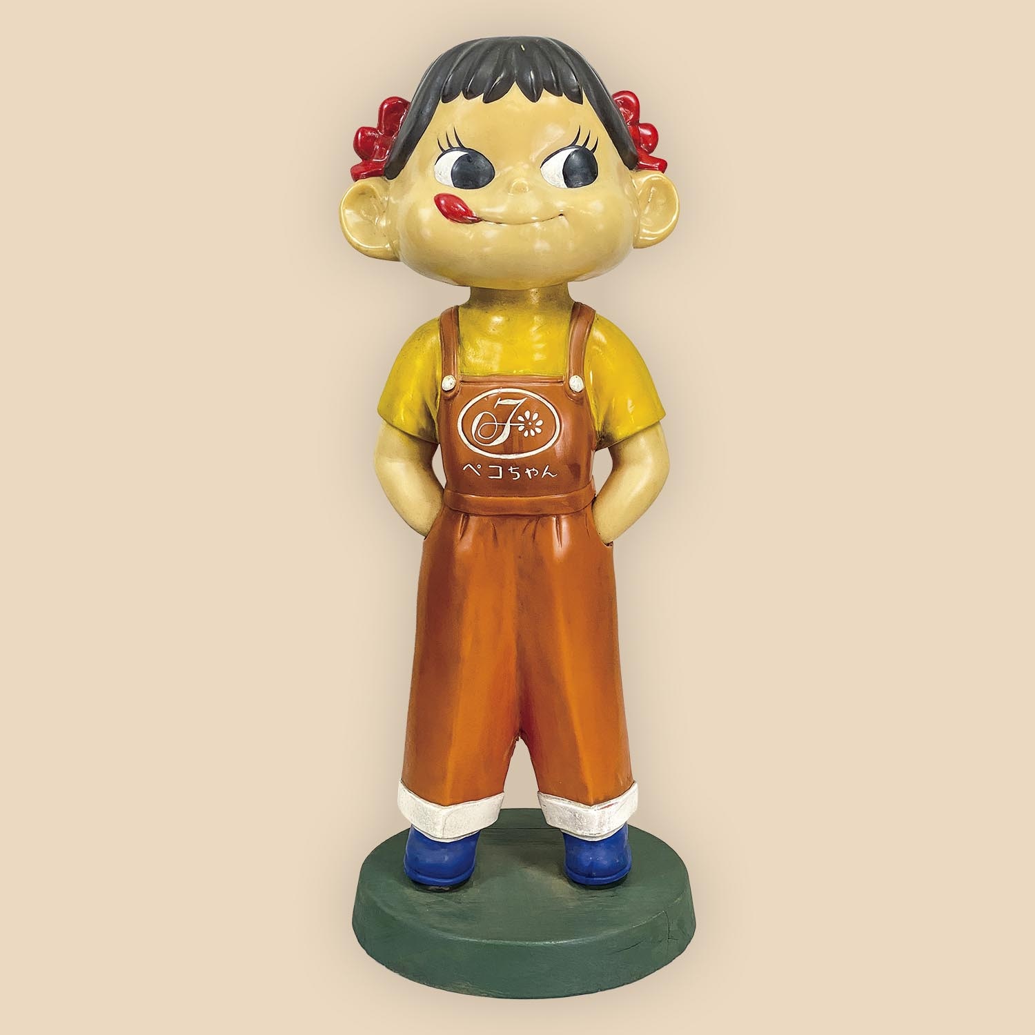 ペコちゃん人形 首振り 不二家 木製台