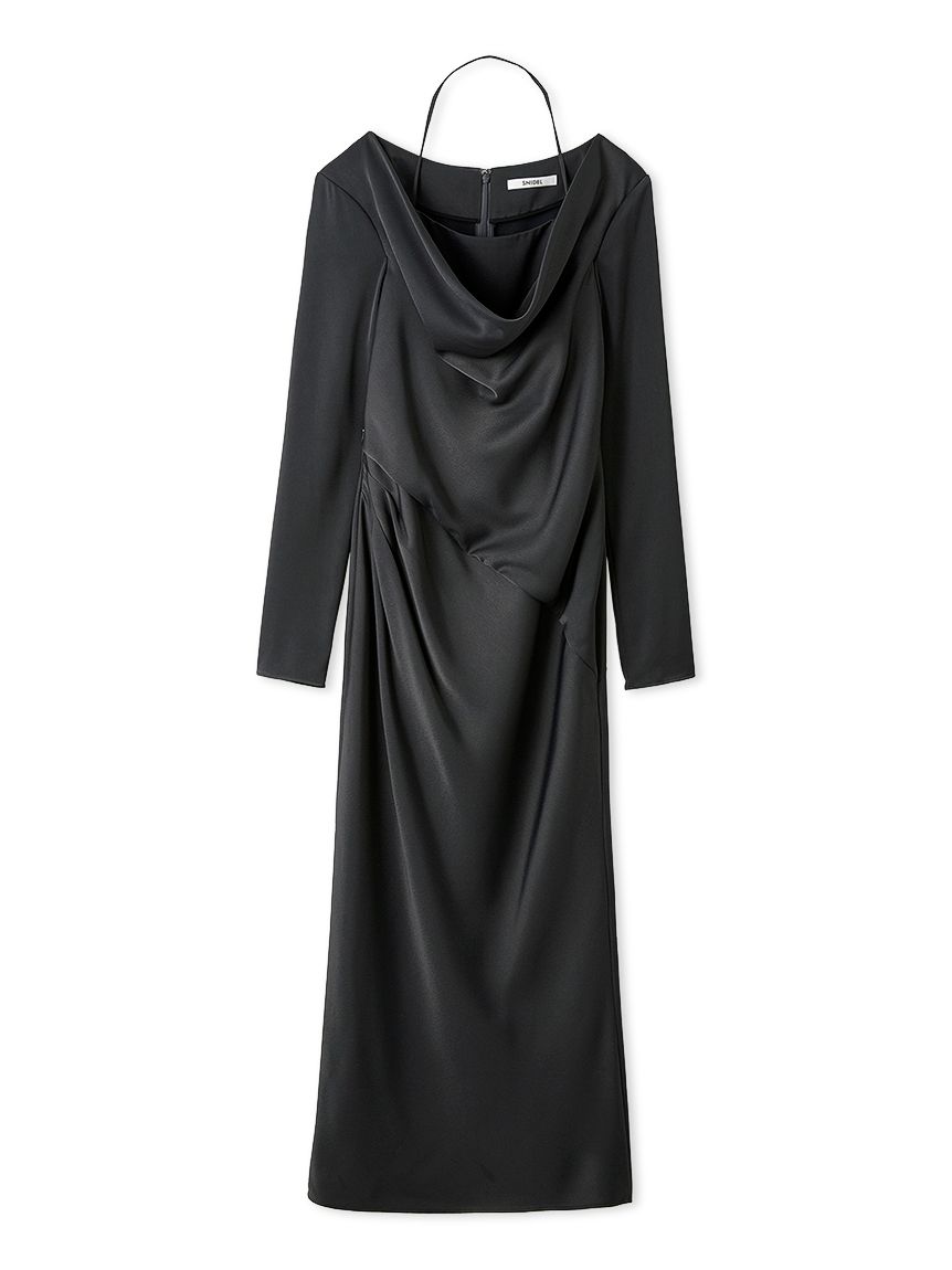 ドレープバックサテンロングワンピース(マキシ・ロングワンピース