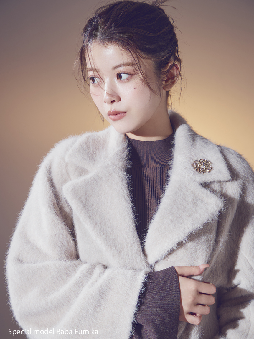 ブローチ付きシャギーロングコート(コート)｜アウター｜SNIDEL