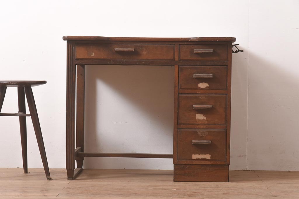 古家具 昔の木製勉強机 昭和レトロ アンティーク 勉強机 昭和レトロ 古