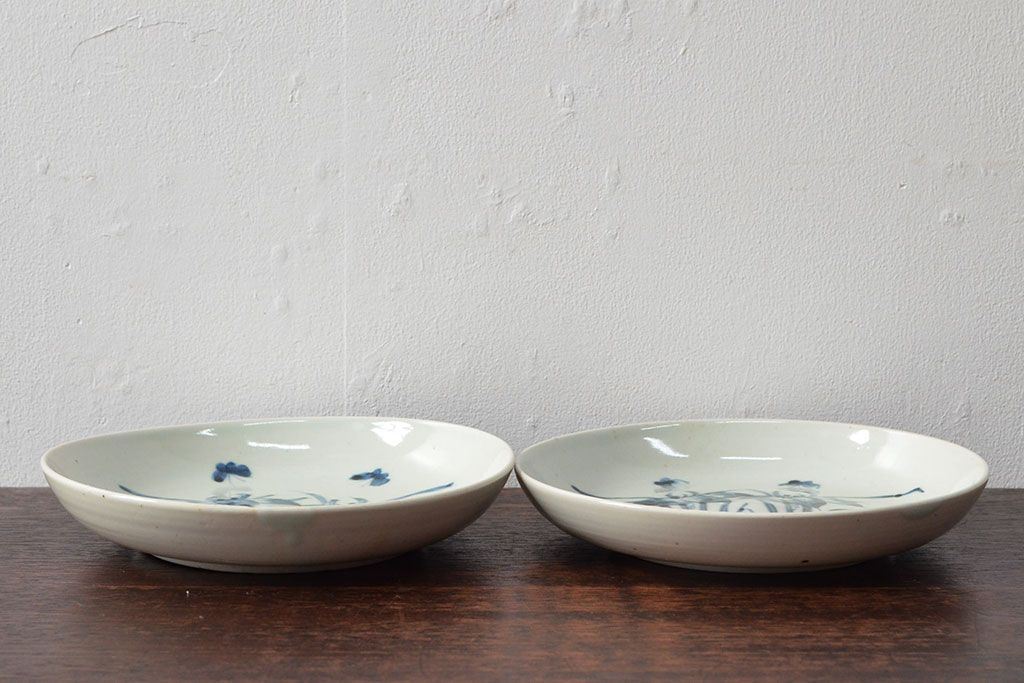 江戸期 古伊万里 染錦花蝶図膾皿 七客 なます皿