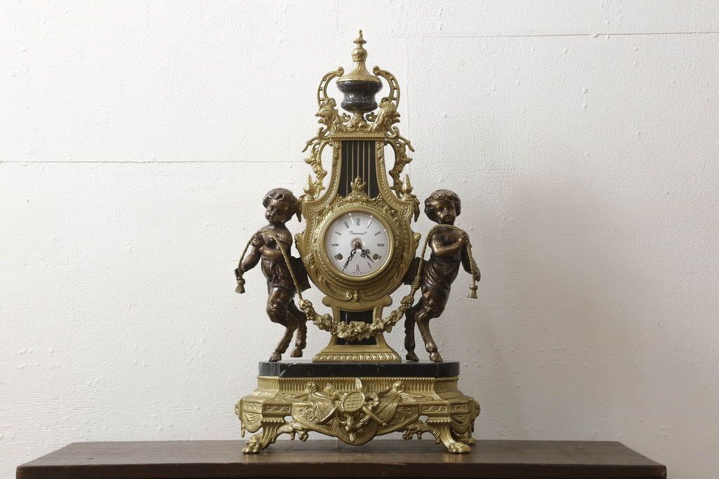 イタリア製 Imperial 置き時計 燭台セット アンティーク イタリア製