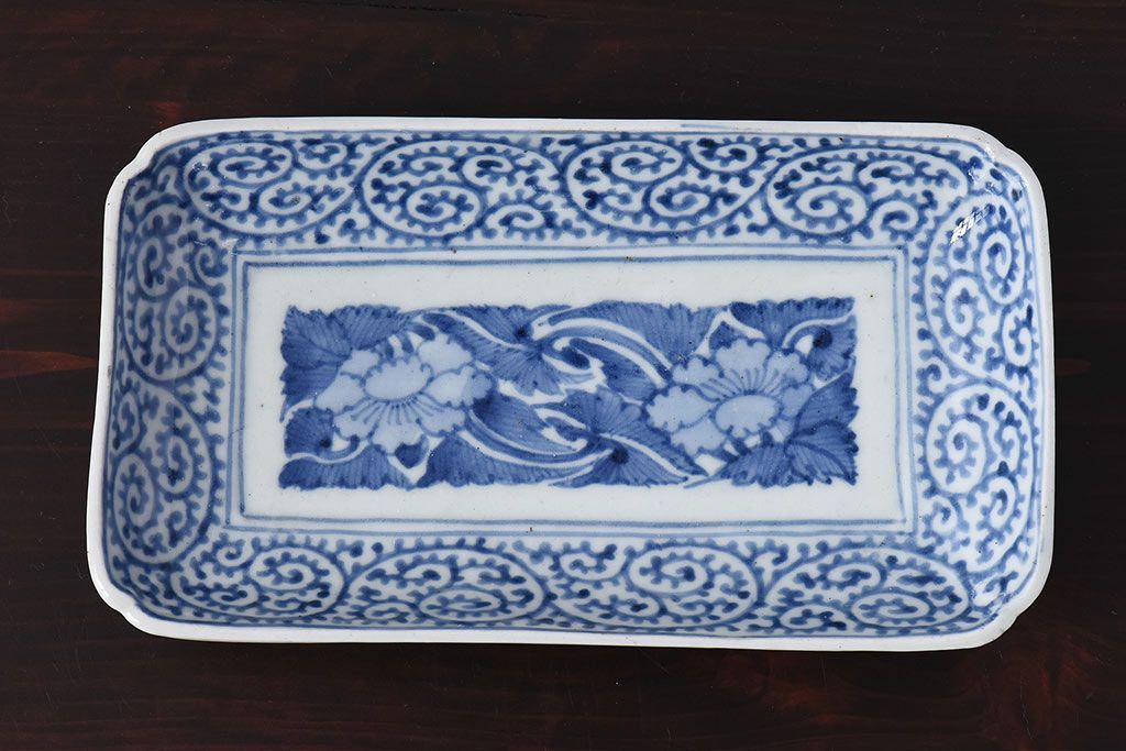江戸時代／富貴長春／骨董品 アンティーク⭐️たこ唐草 古伊万里 長皿