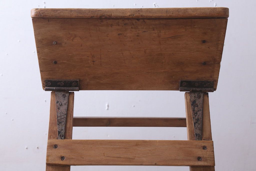 1092 ビンテージ 古い木のステップラダー 脚立 梯子 飾り棚 古家具