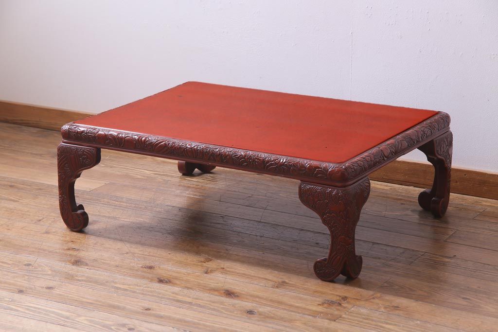 唐木家具 中華風 テーブル椅子セット 螺鈿細工透彫 中国 唐木家具 花梨