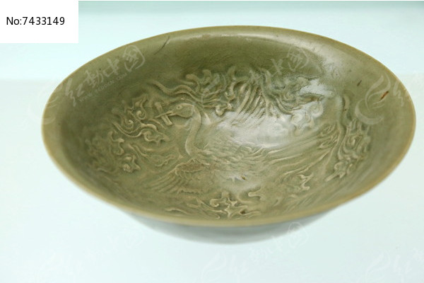 卸玄尚】時代 耀州窯 花縁皿 中国美術 中国北方青磁 印花紋