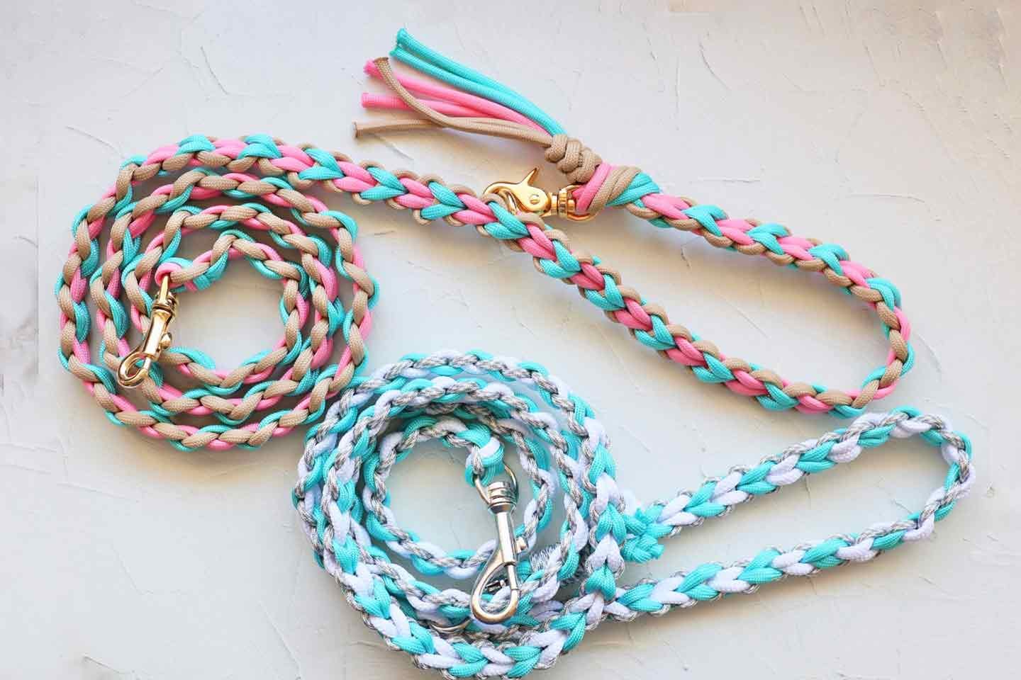 愛犬用カフェリード】パラコードでハート編み/ラブラブ編み。災害時や