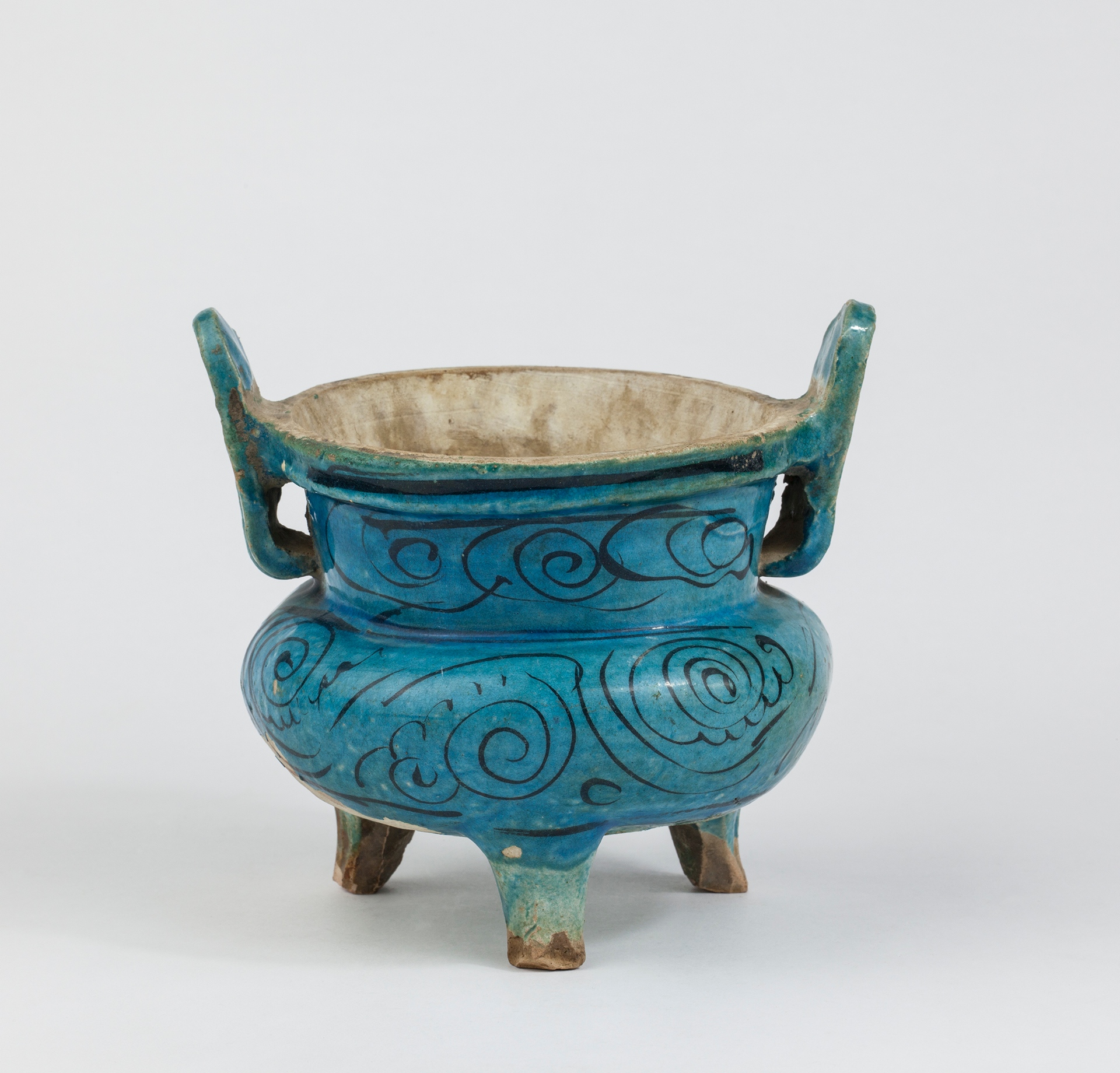 孔雀蓝釉三足炉-企业官网