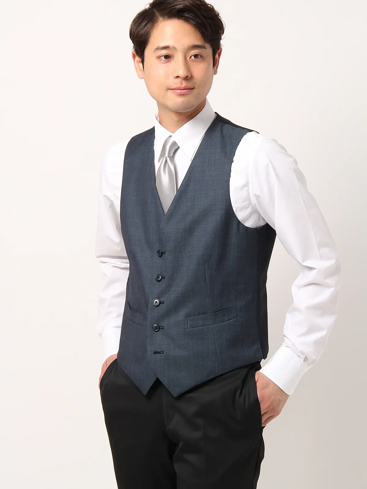 リバーシブルジレ／フォーマル／無地×グレンチェック | SUIT SQUARE