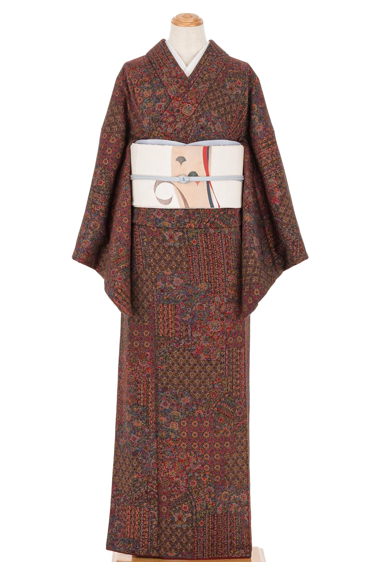 縮緬 裂取り 更紗模様 - からん::アンティーク着物・リサイクル着物の