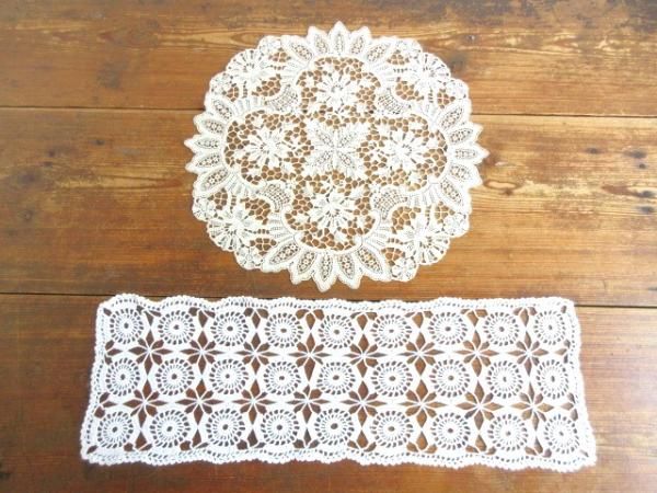 Vintageホワイト 手編みレース 35パーツ繋ぎ フリークロス - メルカリ