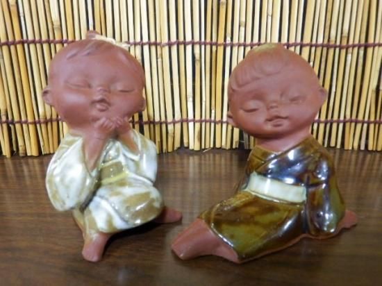 瀬戸クラフトオリジナル 陶器人形 2種セット - 「宝の森」昭和レトロ