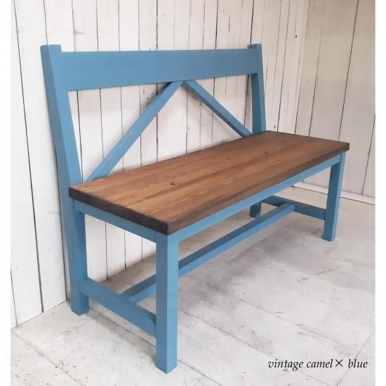 アンティーク風無垢材 背板つきベンチ 木製ベンチ 長椅子 120cm