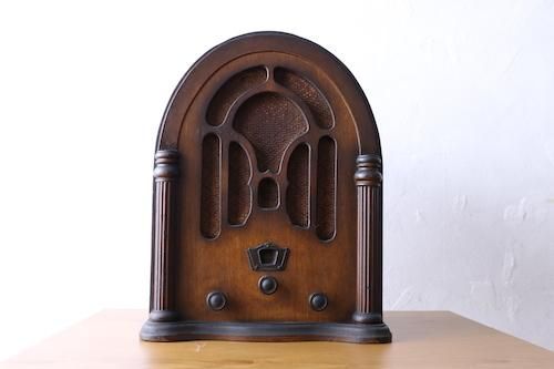 昭和レトロ“真空管ラジオ”/カセドラル型/スピーカーBluetooth/（茶散歩