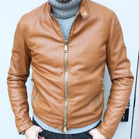 Delan ライダース 44 デランレザージャケット パンチング