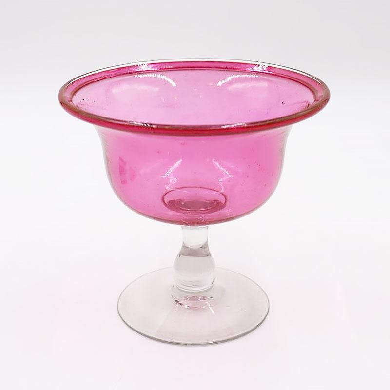 レトロガラス 三色ガラス コンポート フリルガラス 脚付きコンポート