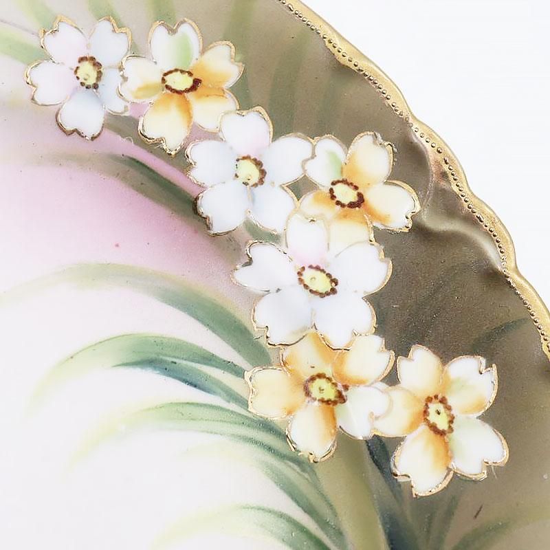 1791 オールドノリタケ花鳥文皿金彩