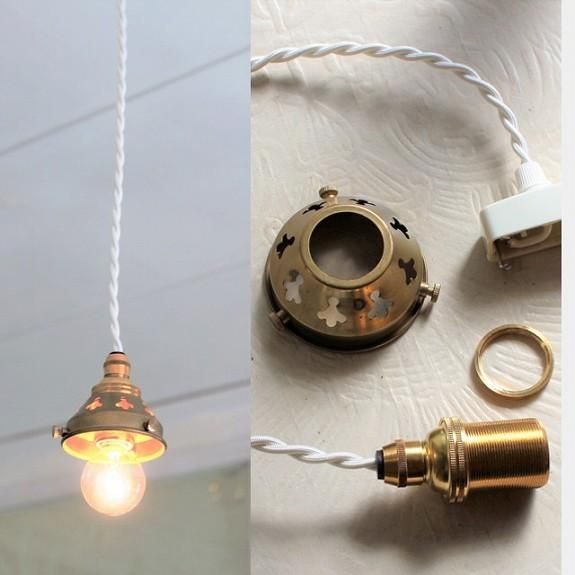 c-5. フランスアンティーク 3個セット 吊り下げ ソケット ランプ 陶器