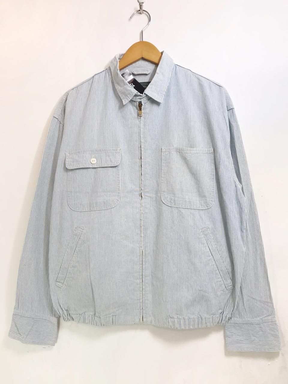 90s Polo Country Hickory Stripe Drizzler Jacket 青白 M ポロ