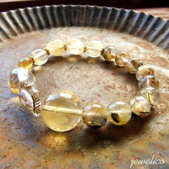 金運強太陽放射ルチルブレスレットヘマタイトルチルクォーツ2-9 金運強