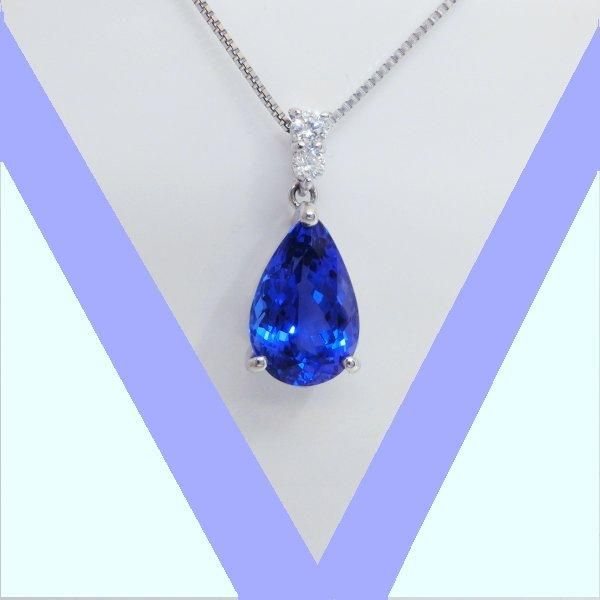 ペアシェイプタンザナイト ダイヤモンドネックレス TA 2.99ctD 0.100ct