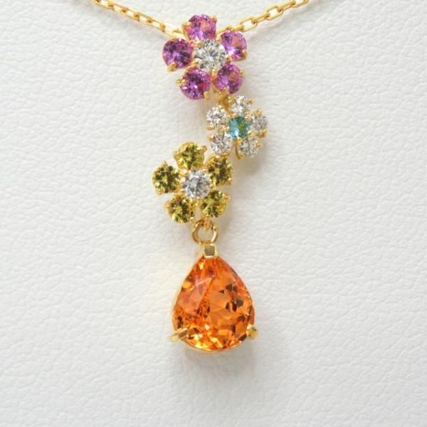 スペサルティンガーネット カラーサファイア ダイヤモンドネックレス