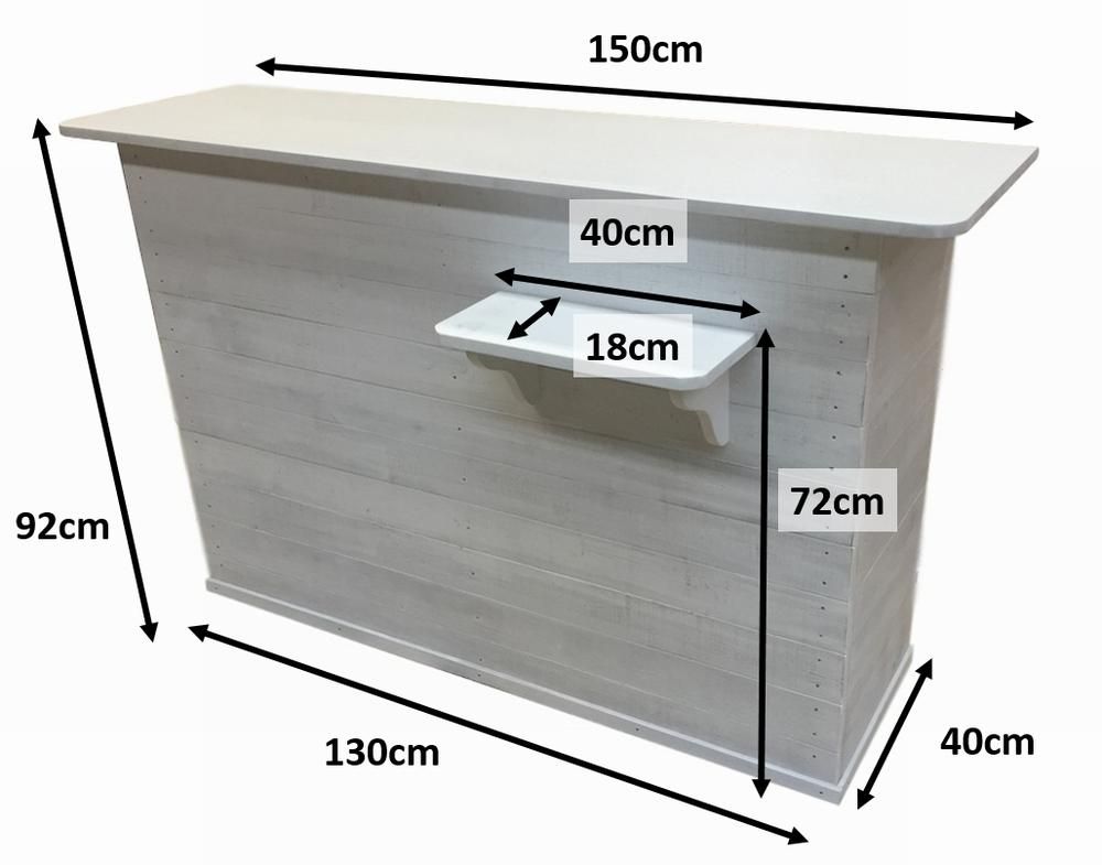 木製レジカウンター・受付カウンター_幅150cm_アンティークホワイト_