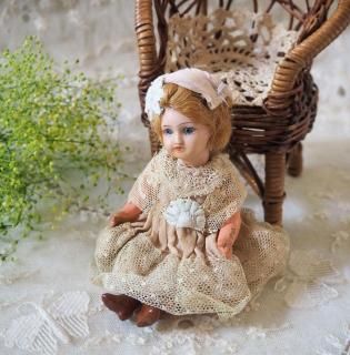 0126A フランスアンティーク 小さなバッグ型ペンダントトップ ドールお