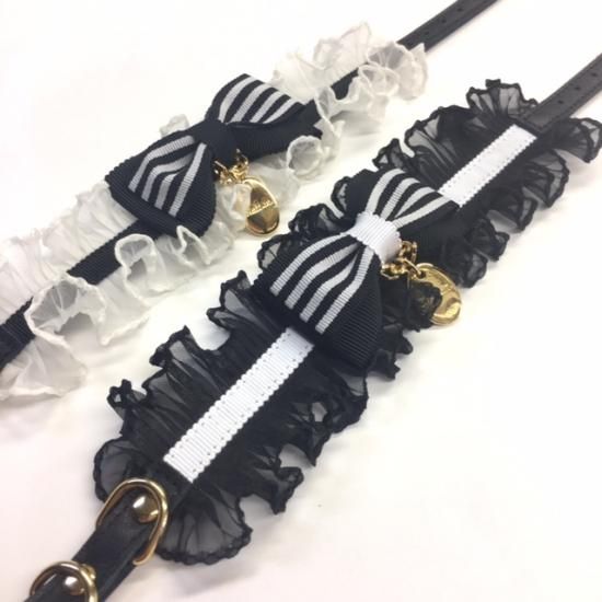 ボーダータックフリルリボン カラー＆リード - minttan(ミントタン