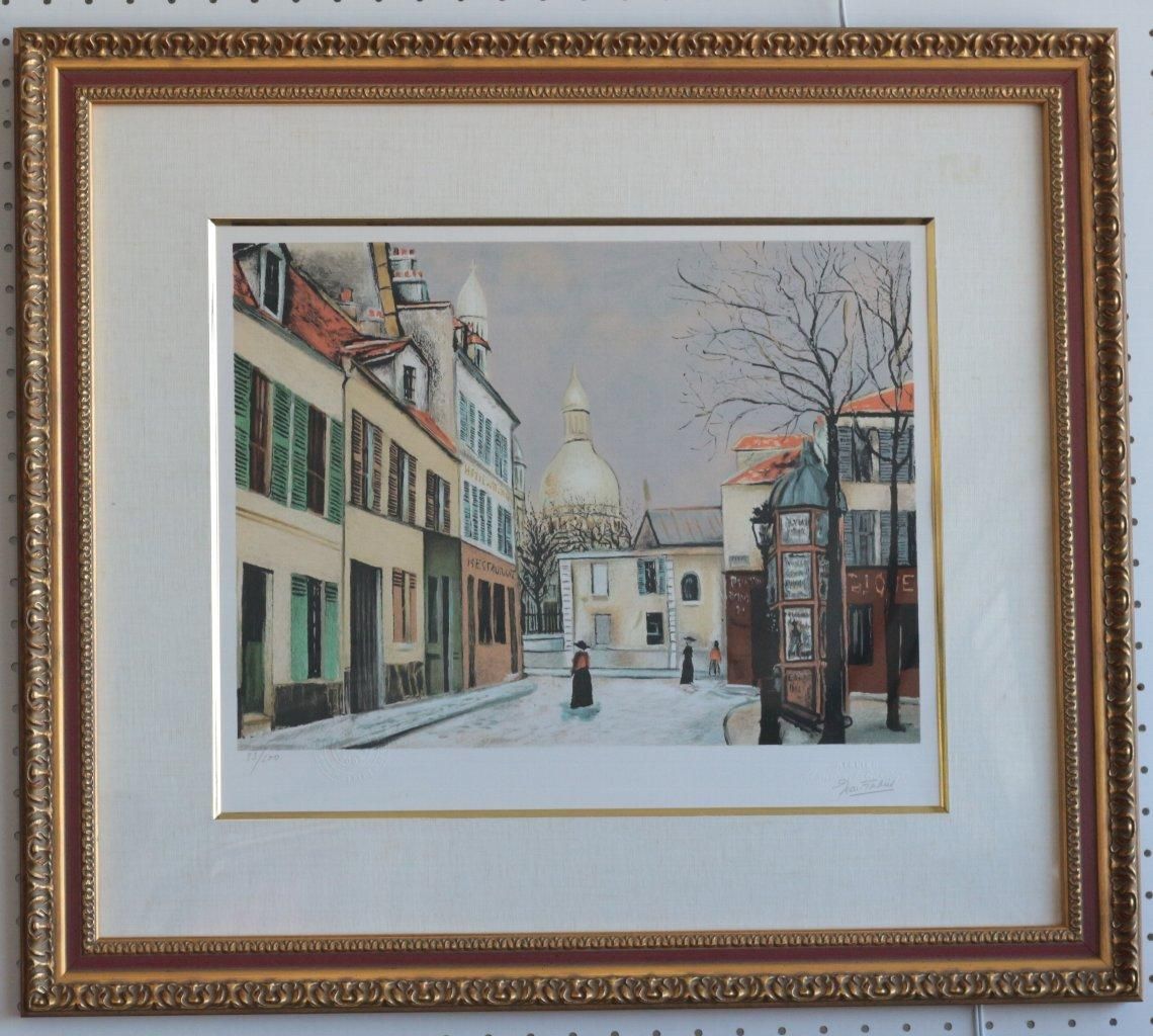 モーリス•ユトリロ 郊外の教会 ムルロー版 リトグラフ 絵画 モーリス