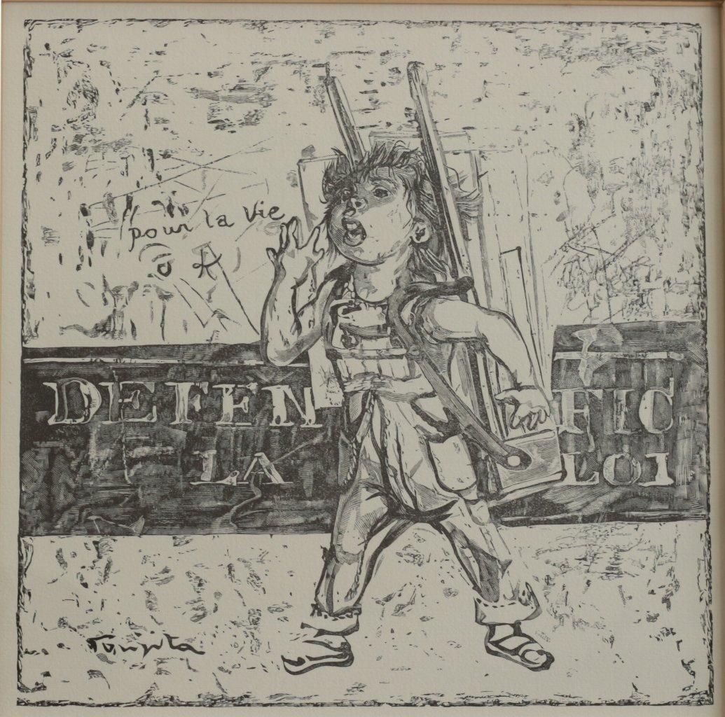 復刻木版画 藤田嗣治 「ガラス屋さん～小さな職人」 商品番号725- 絵の