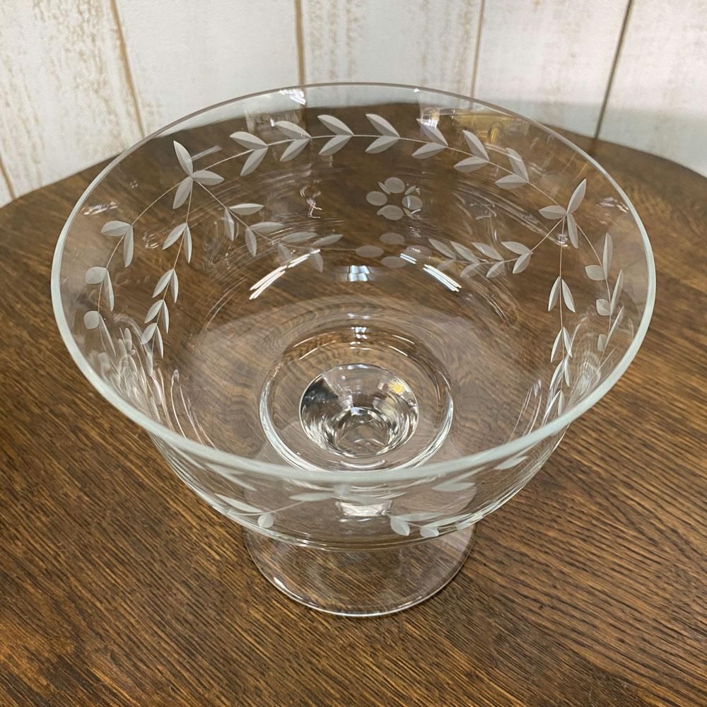 アンティーク雑貨｜ガラス食器｜コンポート｜グラヴィール彫刻｜1910