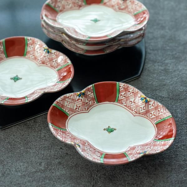 九谷焼 13.5号飾り壷「赤絵小紋割取」佐野青葉作 共箱入り 九谷焼 13.5