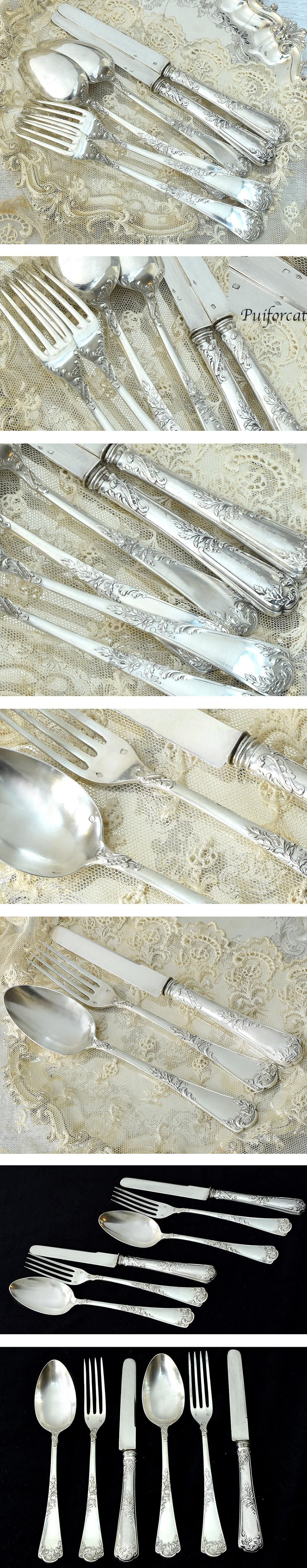 仏アンティーク銀器【銀950】デザートフォーク・スプーン・ナイフ2