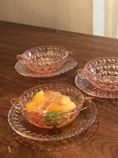 昭和レトロ TOYOガラス シャンゼリーゼ デザートカップ＆ソーサー