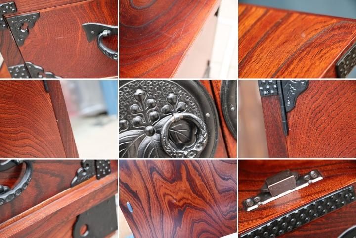 美品 伝統工芸 欅材 拭き漆塗 南部鉄金具 450白梅2号 岩谷堂箪笥 鍵付き