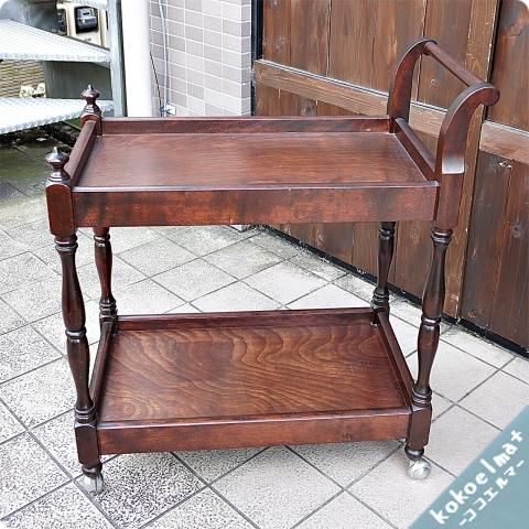 アンティーク】アイアンフレーム キャスター付き サイドテーブル