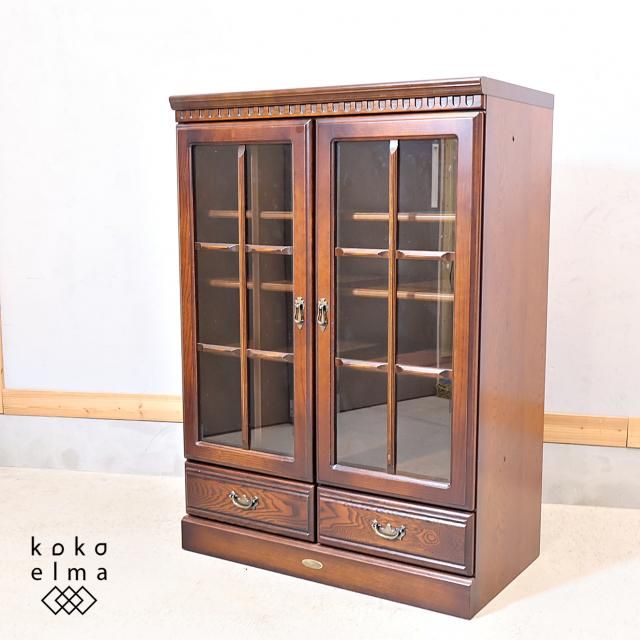 アトランタ家具✨国産栗＆楢天然杢✨飾り棚✨書棚✨大型で収納力あり