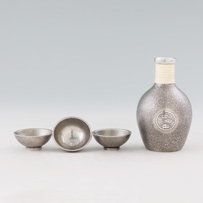 錫製 銚子 酒器 斉藤 特製 お屠蘇 松竹梅 569g 錫 酒器セット 松竹梅