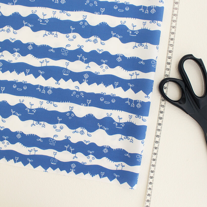 Soil Monsters（ブルー）ボーダー柄- 布・生地の通販サイト：nunocoto