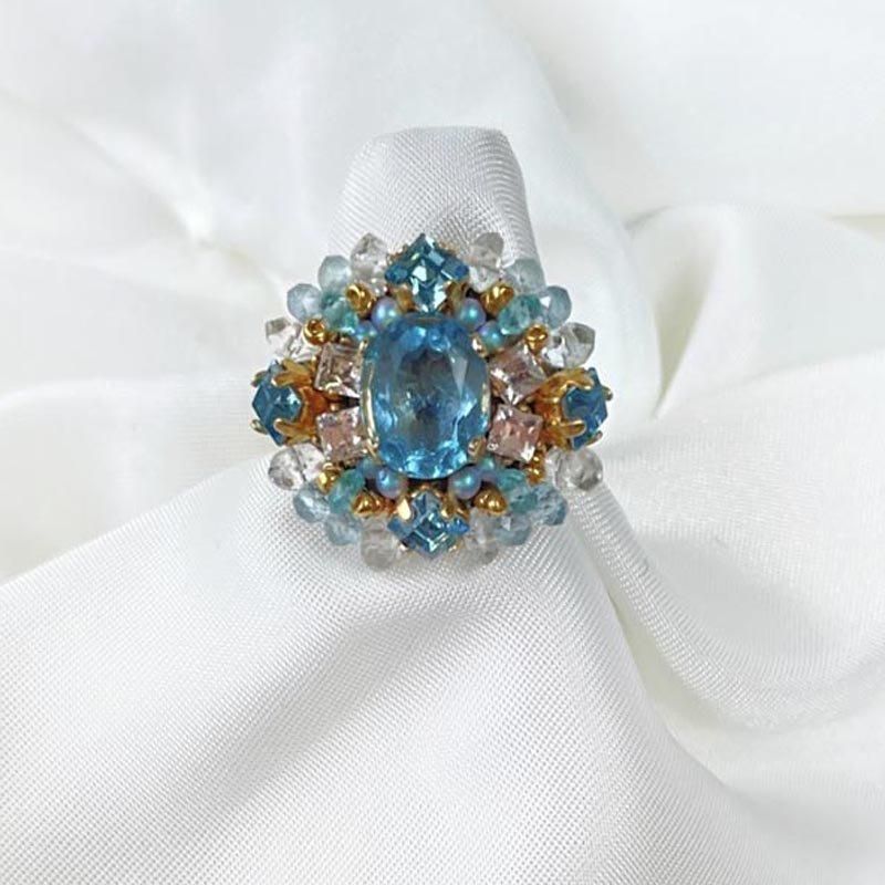 大粒 スイスブルー トパーズ リング (指輪 ) 天然石 リング 宝石質