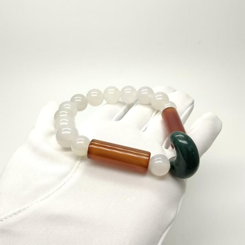 旧蔵時代物和田玉天然ブレスレット数珠古美術御守り開運UP 美品