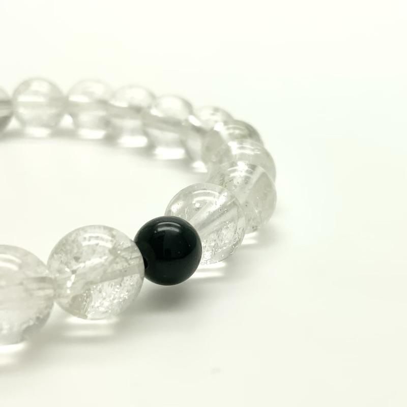 黒平産水晶/出雲石 念珠ブレスレット 】 クォーツ quartz 天然石 万能