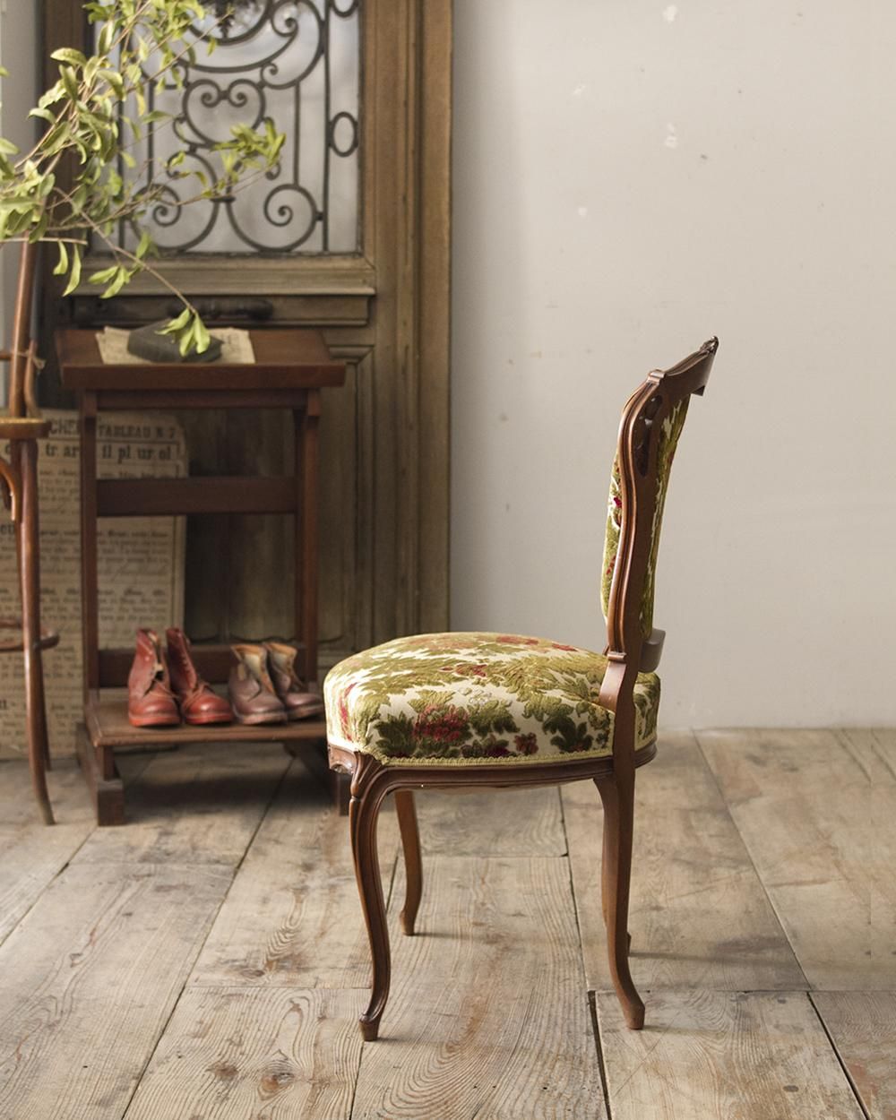 フランスアンティーク クッションチェア ファブリックチェア
