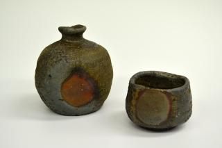 酒器の名工中村六郎備前長方皿5点共箱有